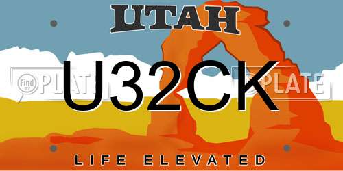 U32CK Utah License Plate