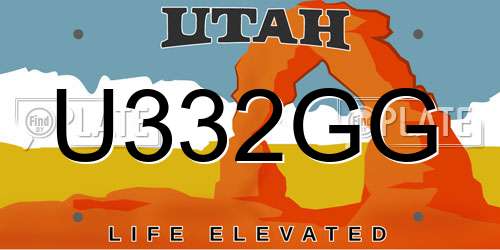 U332GG Utah License Plate