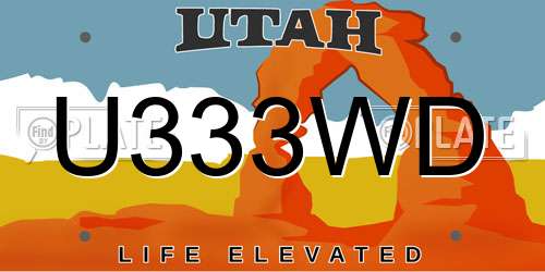 U333WD Utah License Plate