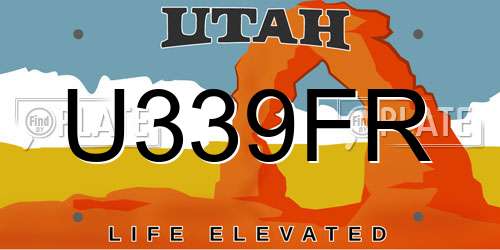 U339FR Utah License Plate