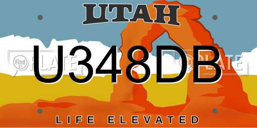 U348DB Utah License Plate
