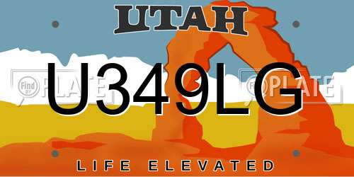 U349LG Utah License Plate