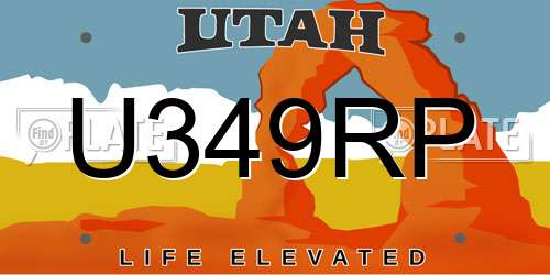 U349RP Utah License Plate