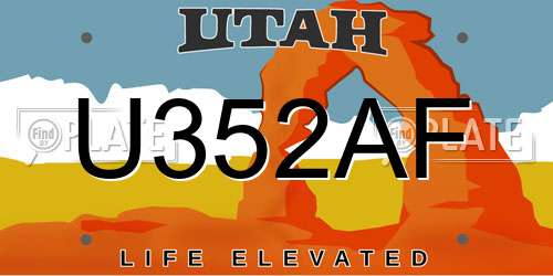 U352AF Utah License Plate