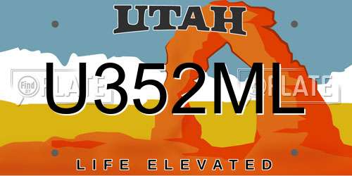U352ML Utah License Plate
