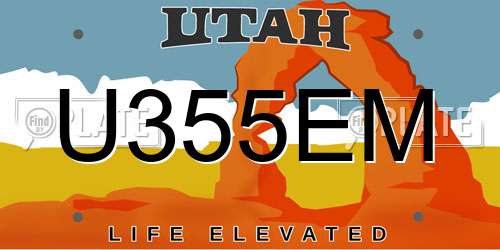 U355EM Utah License Plate