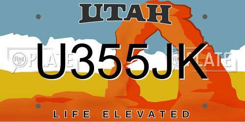 U355JK Utah License Plate