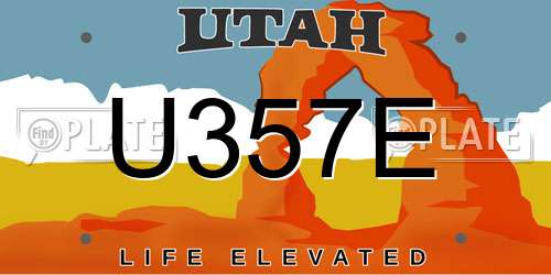U357E Utah License Plate