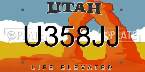 U358JJ Utah License Plate