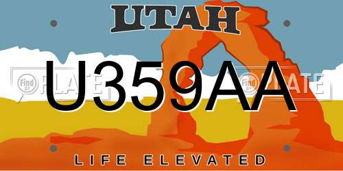 U359AA Utah License Plate