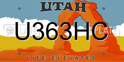 U363HC Utah License Plate