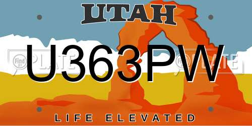 U363PW Utah License Plate