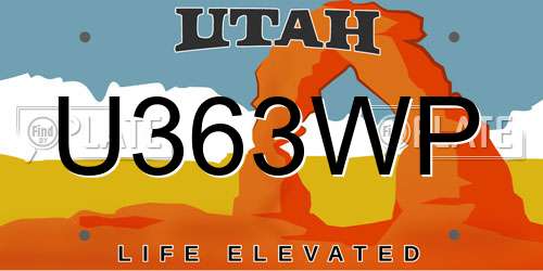 U363WP Utah License Plate