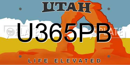 U365PB Utah License Plate