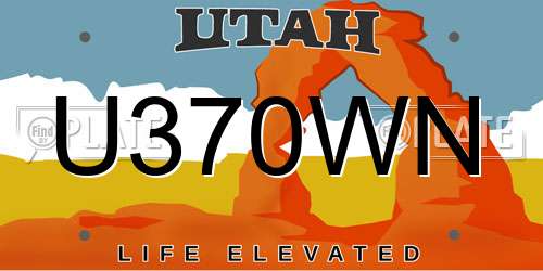 U370WN Utah License Plate