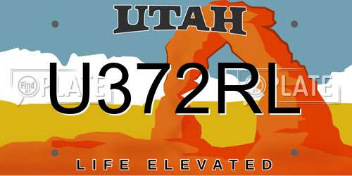 U372RL Utah License Plate