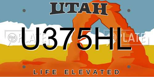 U375HL Utah License Plate