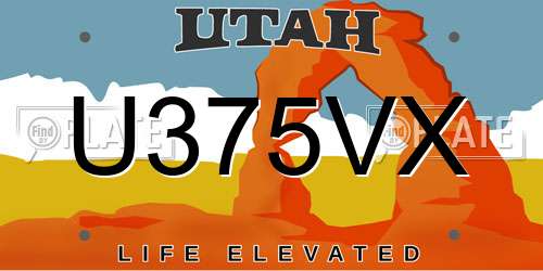 U375VX Utah License Plate