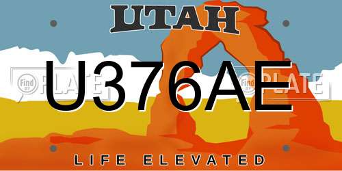 U376AE Utah License Plate