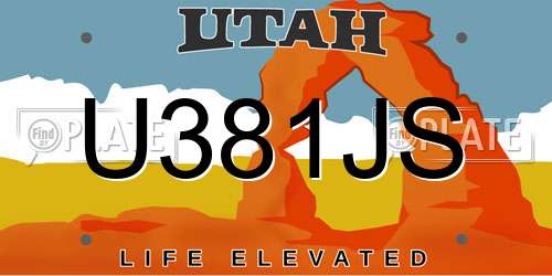 U381JS Utah License Plate