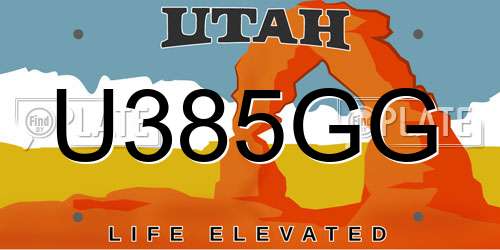 U385GG Utah License Plate