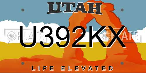 U392KX Utah License Plate