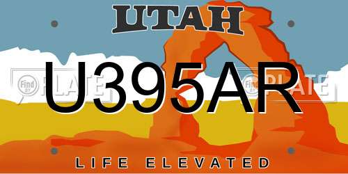 U395AR Utah License Plate