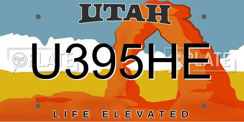 U395HE Utah License Plate