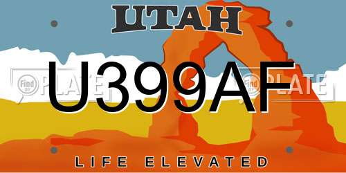 U399AF Utah License Plate