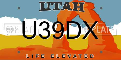 U39DX Utah License Plate