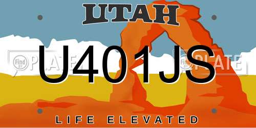 U401JS Utah License Plate
