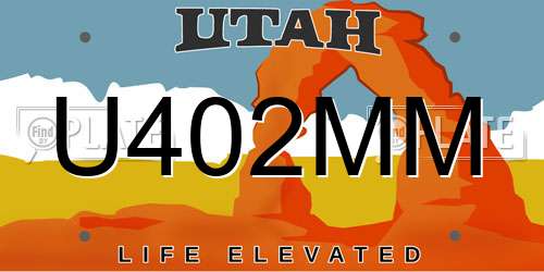 U402MM Utah License Plate