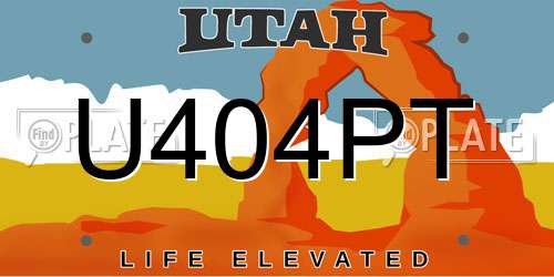 U404PT Utah License Plate