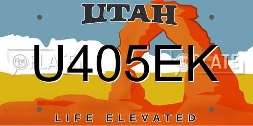 U405EK Utah License Plate
