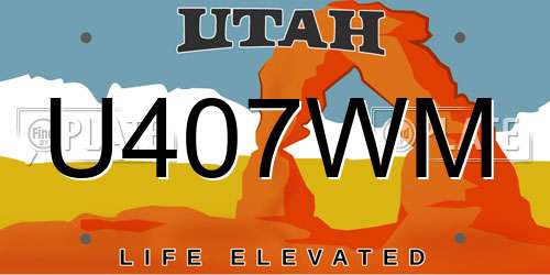 U407WM Utah License Plate