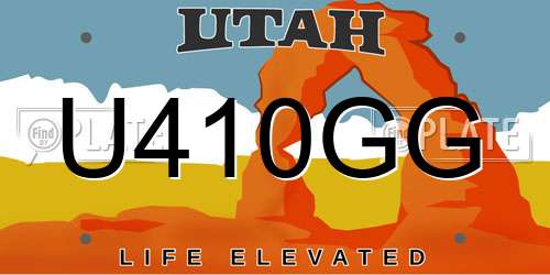 U410GG Utah License Plate