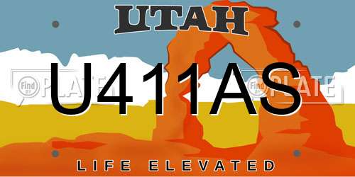 U411AS Utah License Plate
