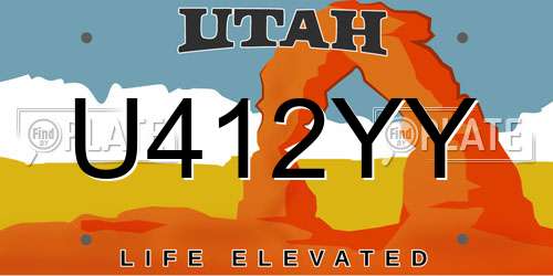 U412YY Utah License Plate