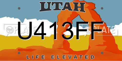 U413FF Utah License Plate