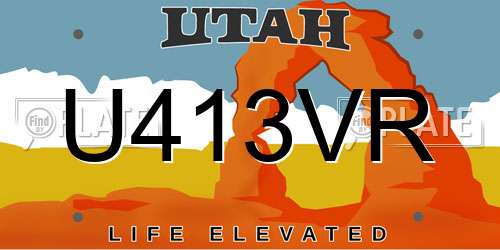 U413VR Utah License Plate