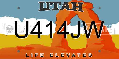 U414JW Utah License Plate