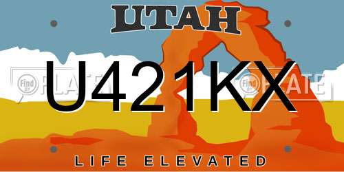 U421KX Utah License Plate