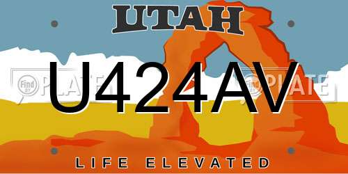 U424AV Utah License Plate