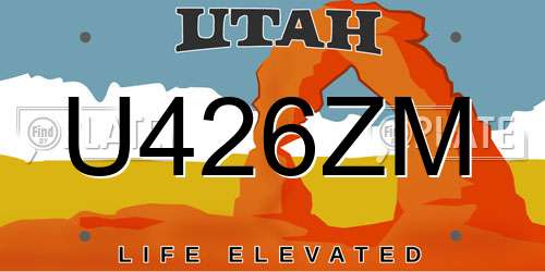 U426ZM Utah License Plate