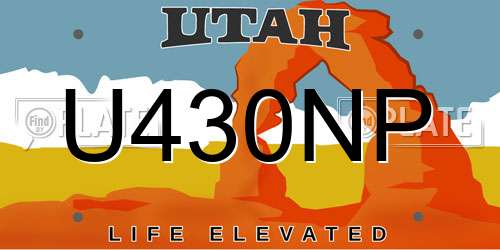 U430NP Utah License Plate