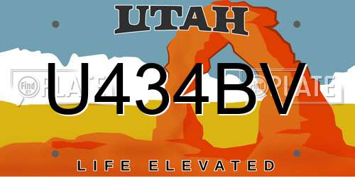 U434BV Utah License Plate