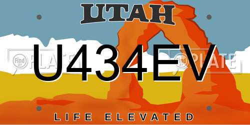 U434EV Utah License Plate