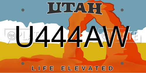 U444AW Utah License Plate