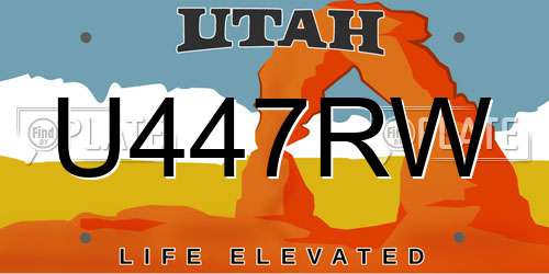 U447RW Utah License Plate