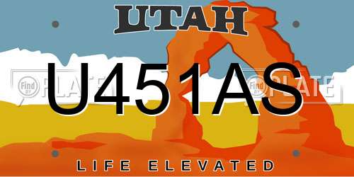U451AS Utah License Plate